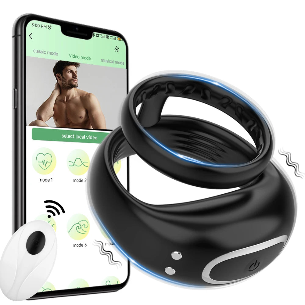 APP Wireless Remote Control Cock Rings Vibrator